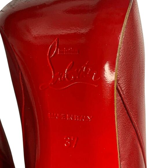 Christian Louboutin Aziboot 100 Red Leather Cutout Ankle Boots Size 37 EU 7 US - Picture 9 of 11